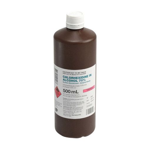 Picture of CHLORHEXIDINE 0.5% ETHANOL ALCOHOL 70% PINK TINT 500ML