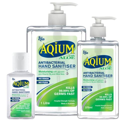Picture of AQIUM ANTIBACTERIAL HAND SANITISER WITH ALOE